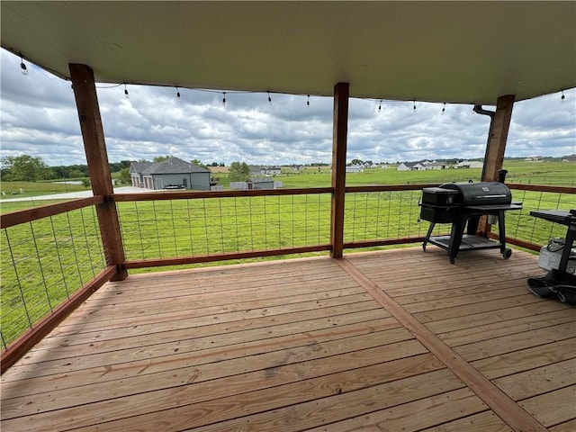 6601 Lakeside Cir, Odessa, MO 64076 - wooden terrace with a grill and a yard