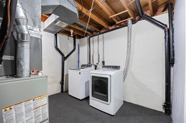 1305 N Hunter Dr, Olathe, KS 66061 - laundry room featuring washer and clothes dryer and heating unit