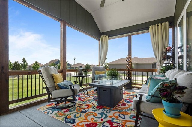 13389 W 147th Ter, Olathe, KS 66062 - sunroom with plenty of natural light, carpet flooring, a residential view, and lofted ceiling