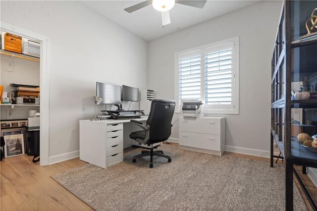 13389 W 147th Ter, Olathe, KS 66062 - office with a ceiling fan and light wood-style flooring