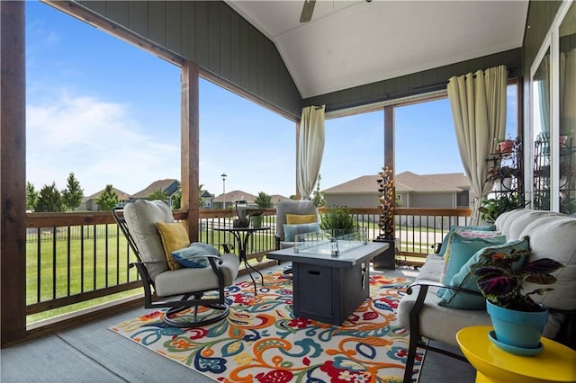 13389 W 147th Ter, Olathe, KS 66062 - sunroom with plenty of natural light, carpet flooring, a residential view, and lofted ceiling