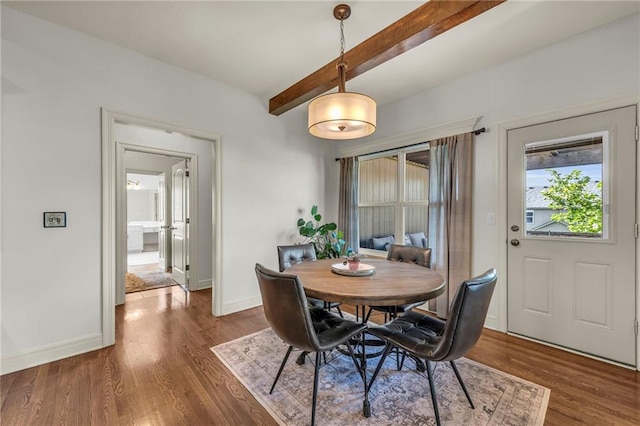 2301 NE 110th St, Kansas City, MO 64155 - dining space featuring beam ceiling and wood finished floors