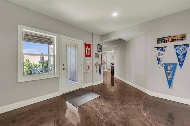 2301 NE 110th St, Kansas City, MO 64155 - foyer with finished concrete floors and recessed lighting
