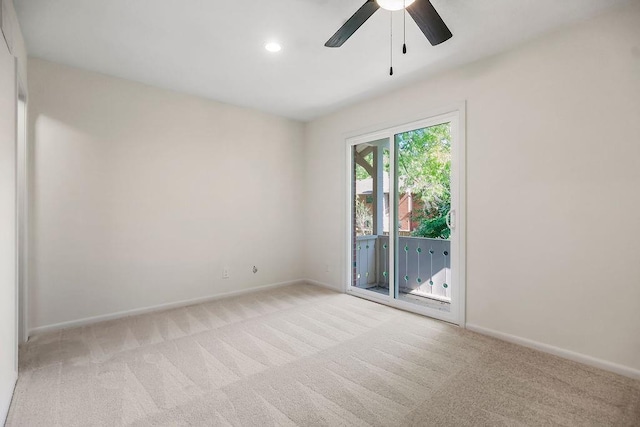 9599 Outlook Dr, Overland Park, KS 66207 - carpeted empty room featuring baseboards, a ceiling fan, and recessed lighting