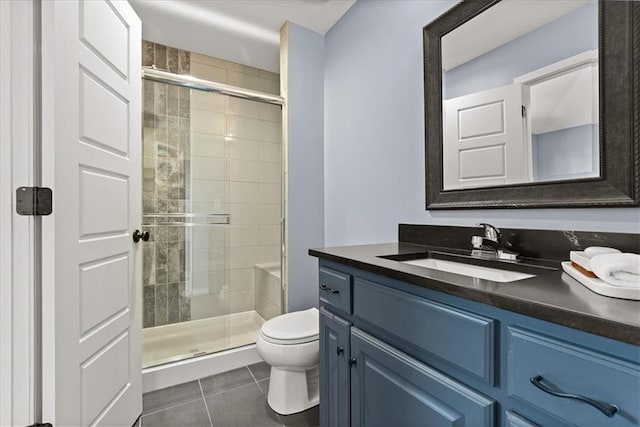 15945 W 165th St, Olathe, KS 66062 - full bathroom with toilet, vanity, tile patterned floors, and a shower stall