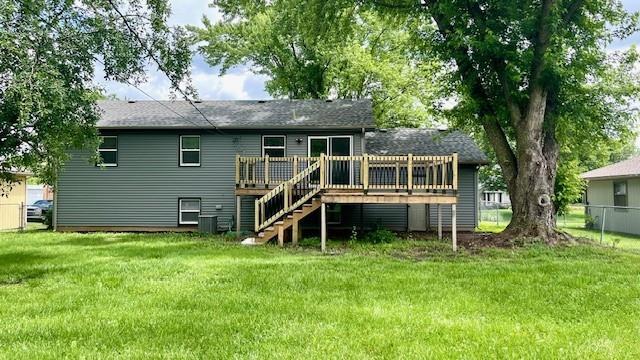1636 S Poplar St, Ottawa, KS 66067 - back of house with a deck and stairs