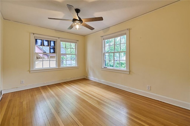 918 W 32nd Ter, Kansas City, MO 64111 - empty room with wood-type flooring, baseboards, and ceiling fan