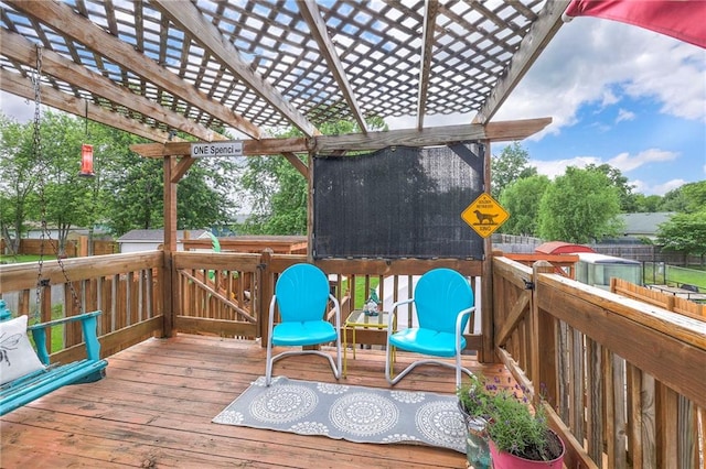 208 N Ohio St, Archie, MO 64725 - wooden terrace featuring a pergola