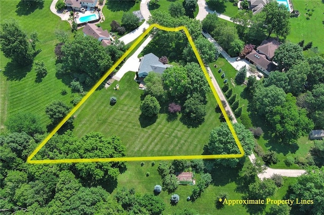 1908 Pine Ridge Dr, Leavenworth, KS 66048 - aerial view of property's location with property parcel outlined and a pool area