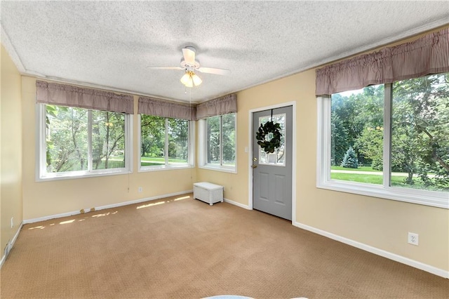 1908 Pine Ridge Dr, Leavenworth, KS 66048 - empty room featuring healthy amount of natural light, ceiling fan, carpet, and a textured ceiling