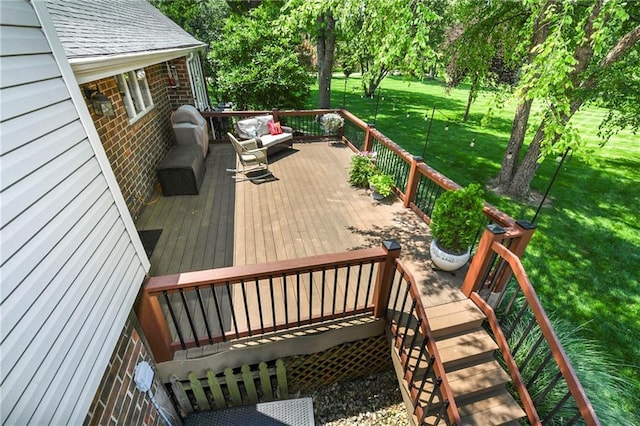 1908 Pine Ridge Dr, Leavenworth, KS 66048 - wooden terrace featuring a yard