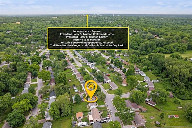 3501 N Delaware St, Independence, MO 64050 - aerial view of property's location featuring property parcel outlined and a heavily wooded area