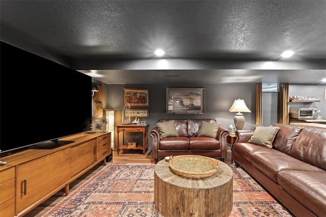 4325 W 112th St, Leawood, KS 66211 - living room with a textured ceiling and recessed lighting