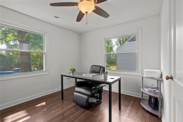 1304 6th Ave, Leavenworth, KS 66048 - office featuring wood finished floors and a ceiling fan