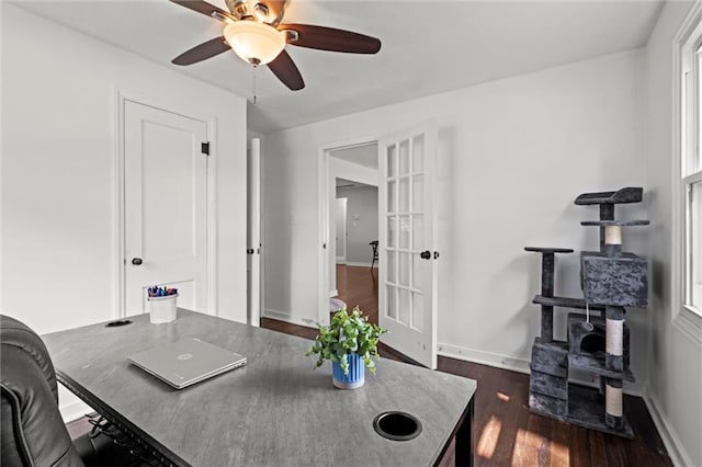 1304 6th Ave, Leavenworth, KS 66048 - office featuring dark wood finished floors and ceiling fan