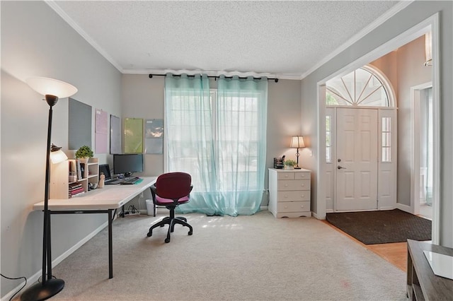 11580 S Skyview Ln, Olathe, KS 66061 - carpeted office space with ornamental molding and a textured ceiling