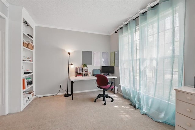 11580 S Skyview Ln, Olathe, KS 66061 - home office featuring carpet, crown molding, and a textured ceiling