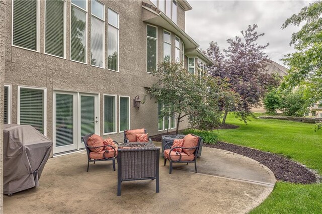 14606 Granada Rd, Leawood, KS 66224 - view of patio featuring an outdoor living space and a grill