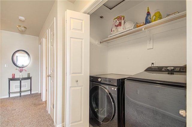 217 N 6th Ter, Louisburg, KS 66053 - washroom featuring washer and clothes dryer, carpet flooring, and baseboards