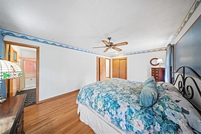 1107 E 110th St, Kansas City, MO 64131 - bedroom with light wood finished floors and ceiling fan