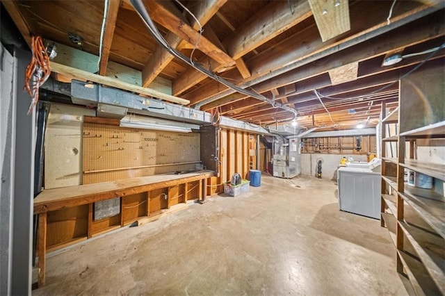 1107 E 110th St, Kansas City, MO 64131 - unfinished basement featuring a workshop area and heating unit