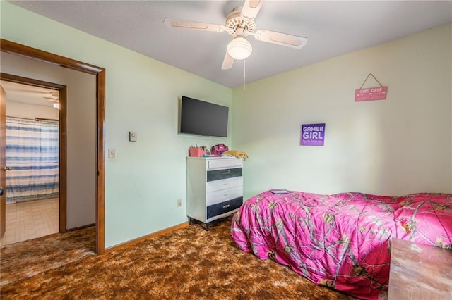 711 S Colby St, Hamilton, MO 64644 - bedroom featuring carpet flooring, baseboards, and a ceiling fan