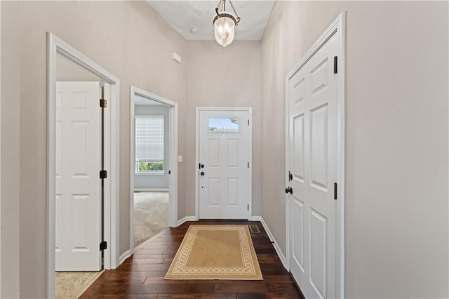 20740 W 224th St, Spring Hill, KS 66083 - foyer entrance featuring dark wood-style flooring and a chandelier