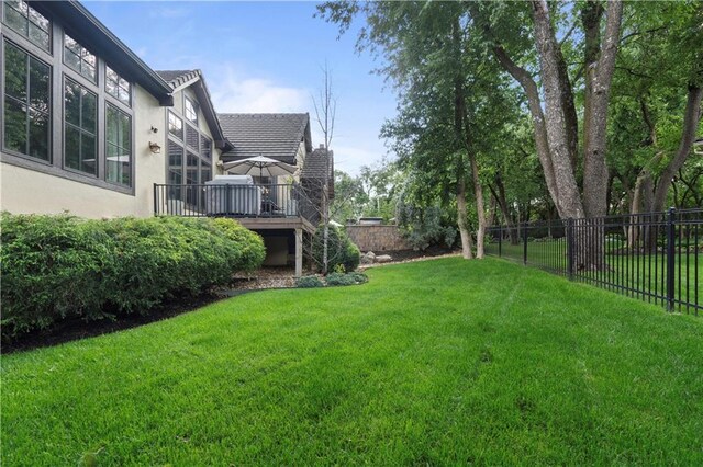 11106 W 146th Ter, Overland Park, KS 66221 - view of yard with a deck and stairway
