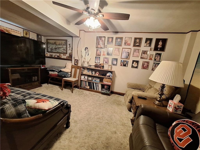 811 W Main St, Chanute, KS 66720 - carpeted living area with ceiling fan