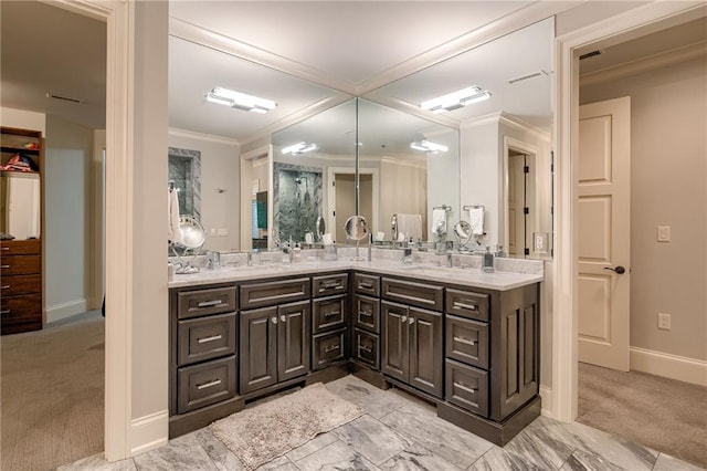 4801 W 133rd St Unit 103, Leawood, KS 66209 - full bath with double vanity, crown molding, and baseboards
