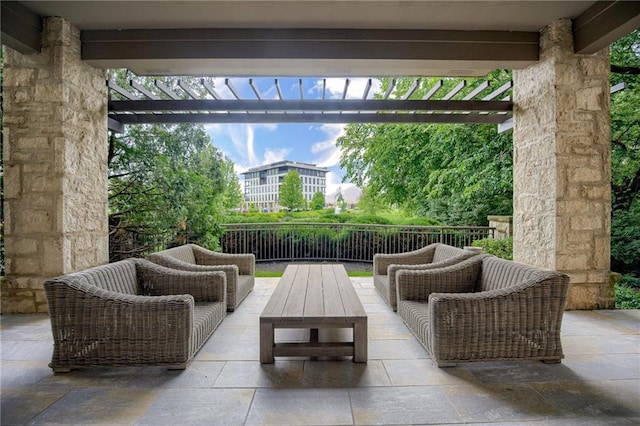 4801 W 133rd St Unit 103, Leawood, KS 66209 - view of patio / terrace featuring an outdoor hangout area and a pergola