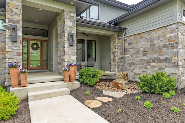 25075 W 105th Ter, Olathe, KS 66061 - property entrance with covered porch and stone siding