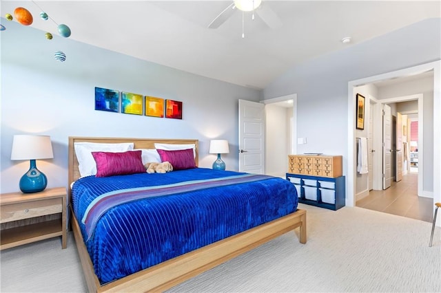 25075 W 105th Ter, Olathe, KS 66061 - carpeted bedroom featuring lofted ceiling and a ceiling fan