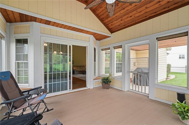 14175 W 155th St, Olathe, KS 66062 - sunroom / solarium featuring ceiling fan and vaulted ceiling