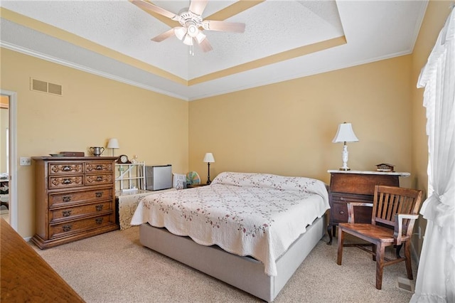 14175 W 155th St, Olathe, KS 66062 - carpeted bedroom with a raised ceiling, crown molding, and a ceiling fan