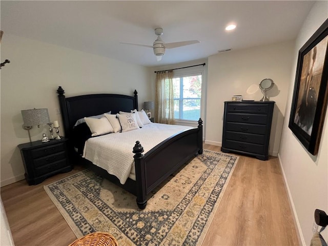 53 Z St, Lees Summit, MO 64086 - bedroom with light wood-style floors, baseboards, a ceiling fan, and recessed lighting