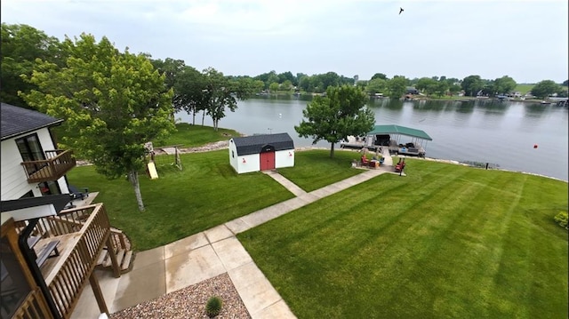 566 Lake Viking Ter, Gallatin, MO 64640 - view of grassy yard with a boat dock and a water view