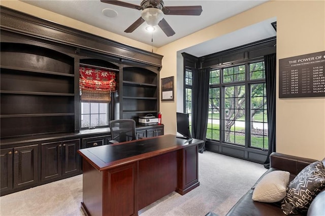 9300 W 156th Pl, Overland Park, KS 66221 - home office with a ceiling fan and light carpet