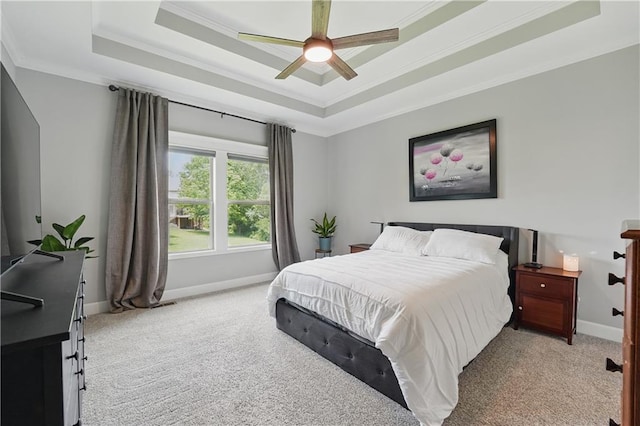 1104 NW 109th St, Kansas City, MO 64155 - bedroom featuring a raised ceiling, crown molding, light carpet, and baseboards