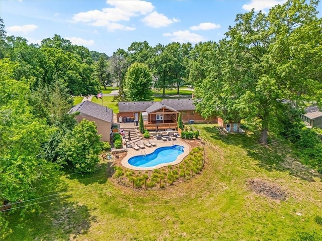 2306 Red Bridge Ter, Kansas City, MO 64131 - view of swimming pool with stairs, a patio area, and a deck