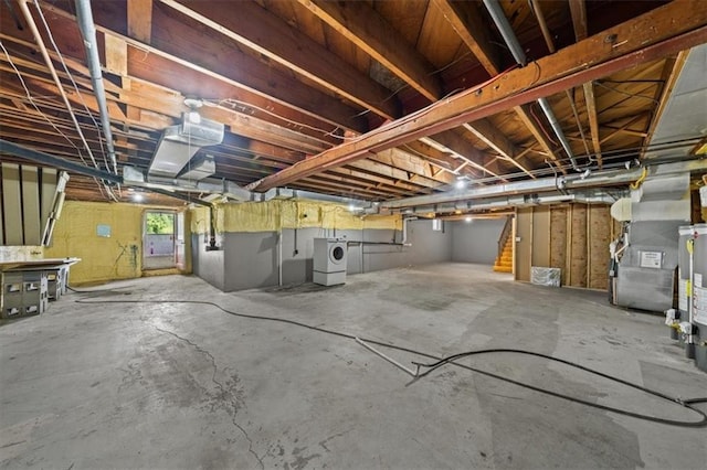 2306 Red Bridge Ter, Kansas City, MO 64131 - basement featuring washer / clothes dryer and heating unit
