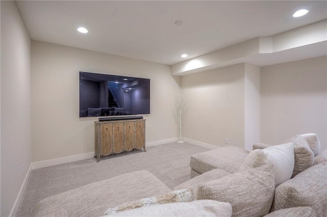 24129 W 95th St, Lenexa, KS 66227 - living area featuring carpet flooring, baseboards, recessed lighting, and stairs