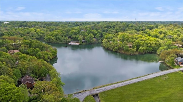 6525 County Line Rd, Shawnee, KS 66216 - drone / aerial view of a heavily wooded area and a nearby body of water