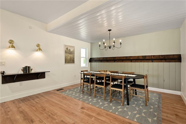 24905 W 57th St, Shawnee, KS 66226 - dining area featuring a chandelier, wood finished floors, and baseboards