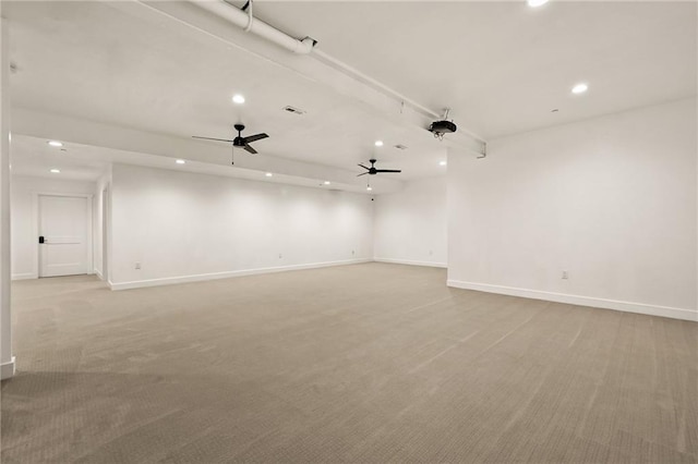 24905 W 57th St, Shawnee, KS 66226 - empty room featuring recessed lighting, light colored carpet, baseboards, and a ceiling fan