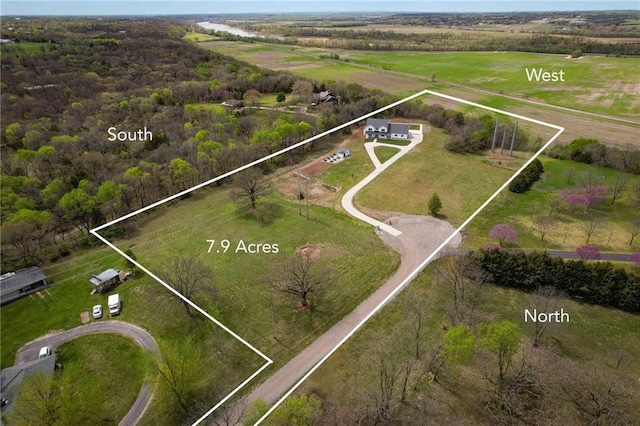 24905 W 57th St, Shawnee, KS 66226 - overview of rural landscape with property boundaries highlighted