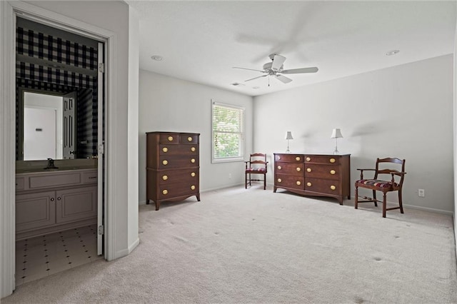 14913 W 72nd St, Shawnee, KS 66216 - bedroom with carpet floors, ensuite bathroom, and ceiling fan