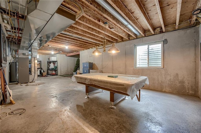2208 SW Hawk View Rd, Lees Summit, MO 64082 - basement featuring pool table and heating unit