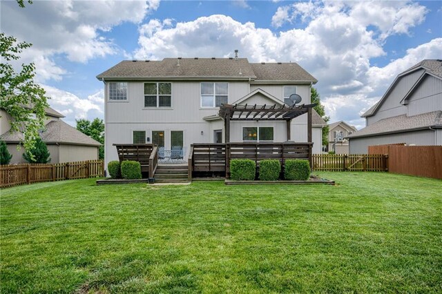 2208 SW Hawk View Rd, Lees Summit, MO 64082 - back of property with a pergola and a deck