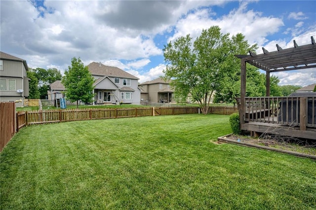 2208 SW Hawk View Rd, Lees Summit, MO 64082 - view of yard featuring a pergola and a deck